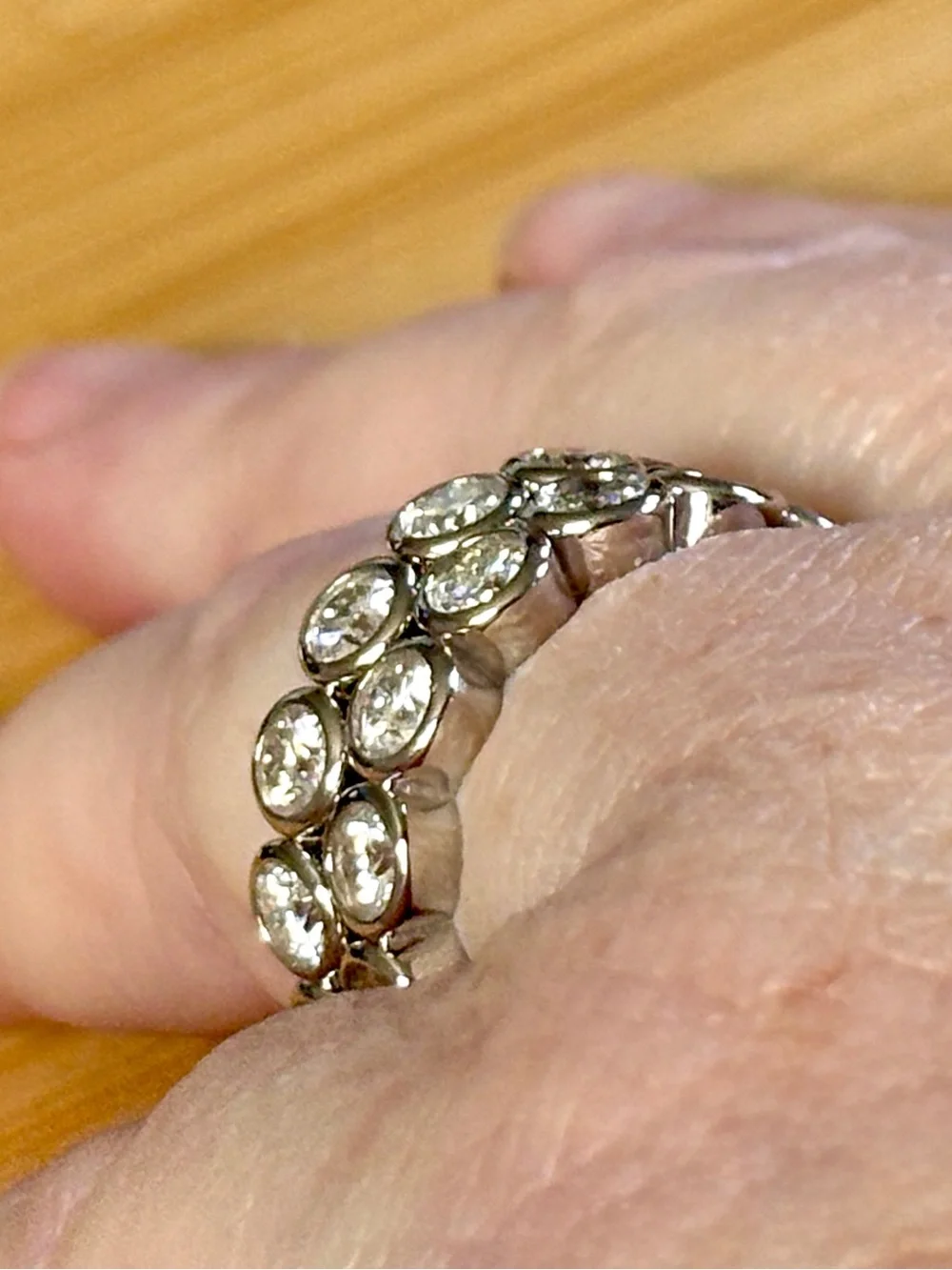 Moissanite eternity ring with .50ct stones in 935 Argentium silver! So sparkly!